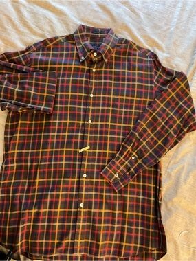 Paul & Shark Yachting Plaid Cotton Long Sleeve Button Down Shirt. Mens size L.